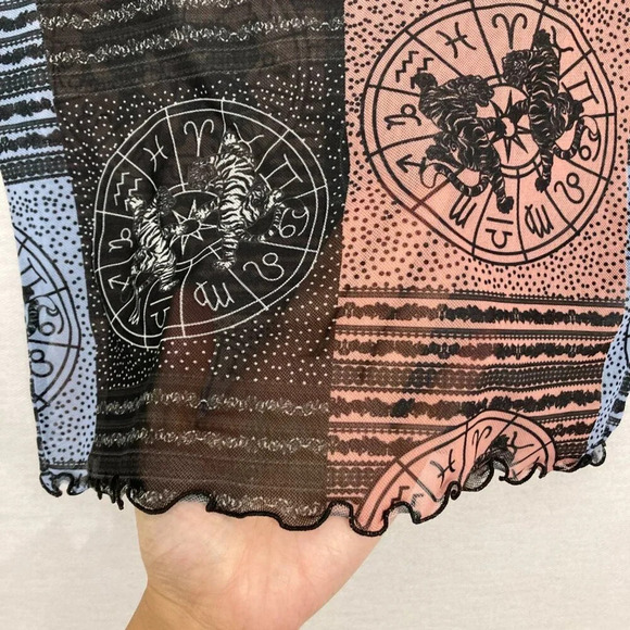 Urban Outfitters Astrology Zodia Boho Print Mesh Crop Top Small - Picture 5 of 11